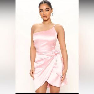 Fashion Nova Delicate Lover Satin Mini Dress Pink Size L NWT